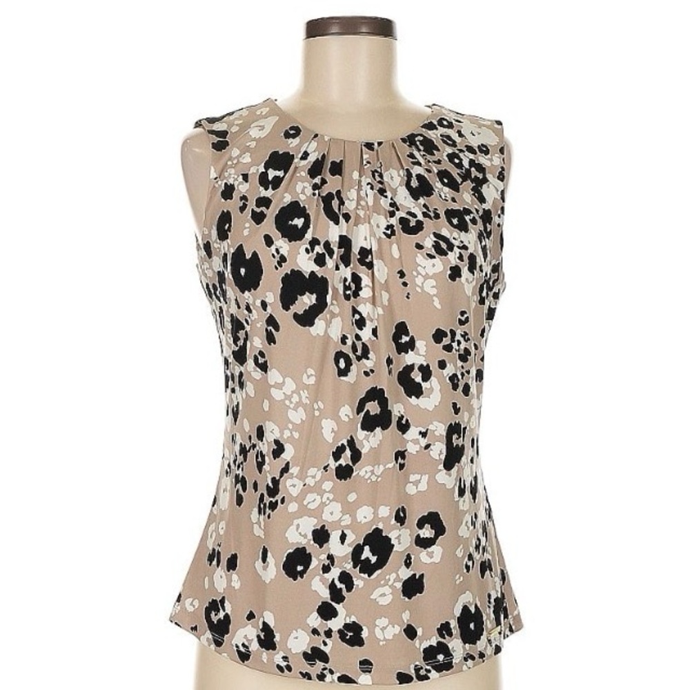 Calvin Klein Black and White Animal Print Blouse